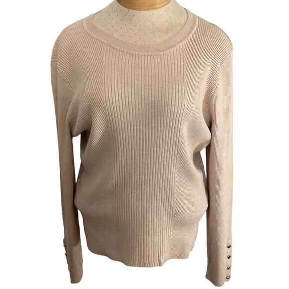 Worthington Women’s XL Pink Peach Sweater Ribbed Knit Long Sleeve Button Cuffs - Picture 1 of 11